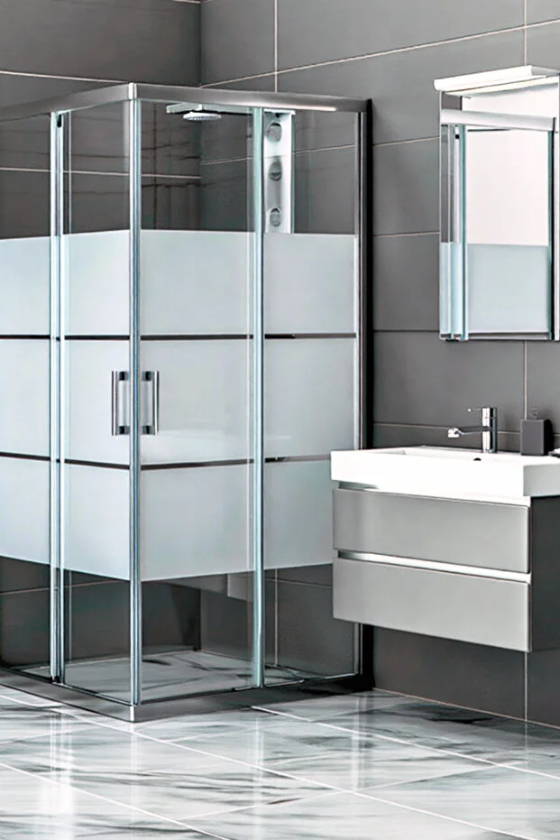 Kare Kumlama Box Desenli 5 mm Temperli Cam Teknesiz Duşakabin 190 cm